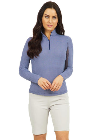 Ibkül - Essential Mini Check Long Sleeve Mock Neck - 10754 - LE CAPITAINE D'A BORD