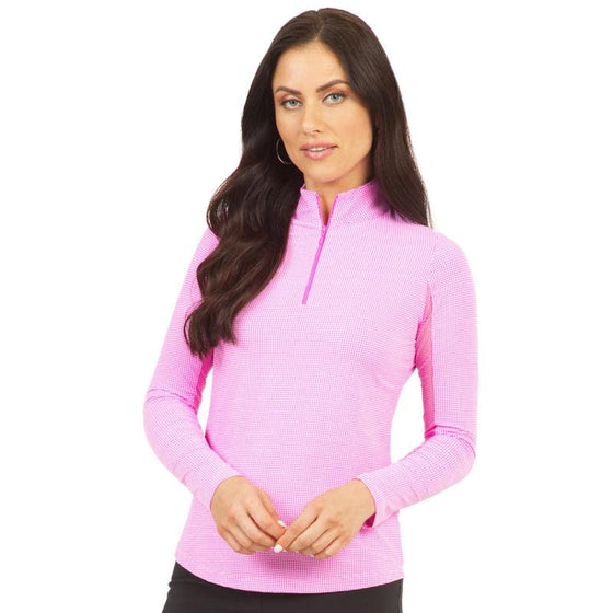 Ibkül - Essential Mini Check Long Sleeve Mock Neck - 10754 - LE CAPITAINE D'A BORD