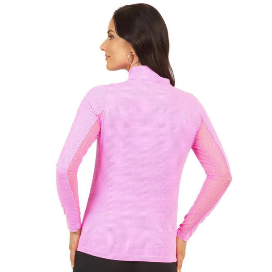 Ibkül - Essential Mini Check Long Sleeve Mock Neck - 10754 - LE CAPITAINE D'A BORD