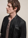 John Varvatos - Jacket de cuir à col rond - LE CAPITAINE D'A BORD
