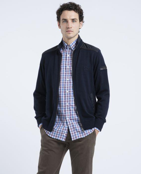 Paul & Shark - Cardigan zip de laine avec nylon aux épaules - LE CAPITAINE D'A BORD