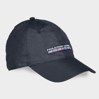 Navy nylon yachting cap with embroidered PAUL & SHARK YACHTING logo and flag details