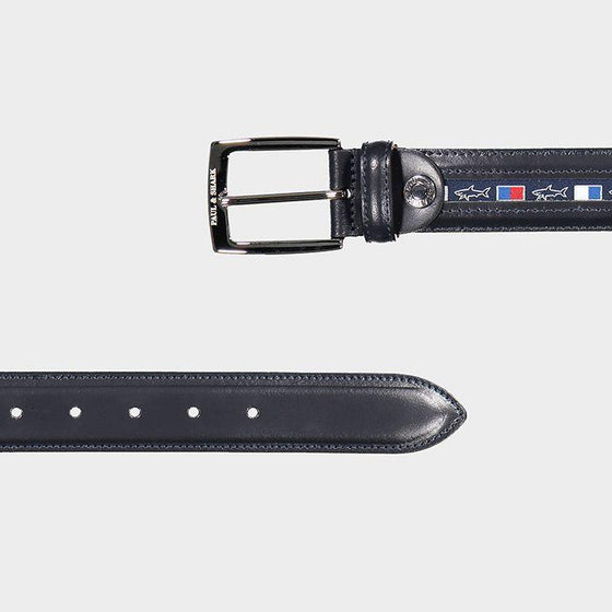 Paul & Shark - Ceinture de cuir avec drapeaux nautiques - LE CAPITAINE D'A BORD