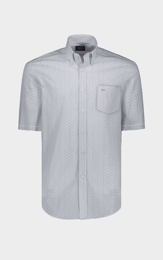 Paul & Shark - Chemise manches courtes à motifs de coton poplin - LE CAPITAINE D'A BORD