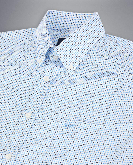 Paul & Shark - Chemise manches courtes à motifs de coton poplin - LE CAPITAINE D'A BORD