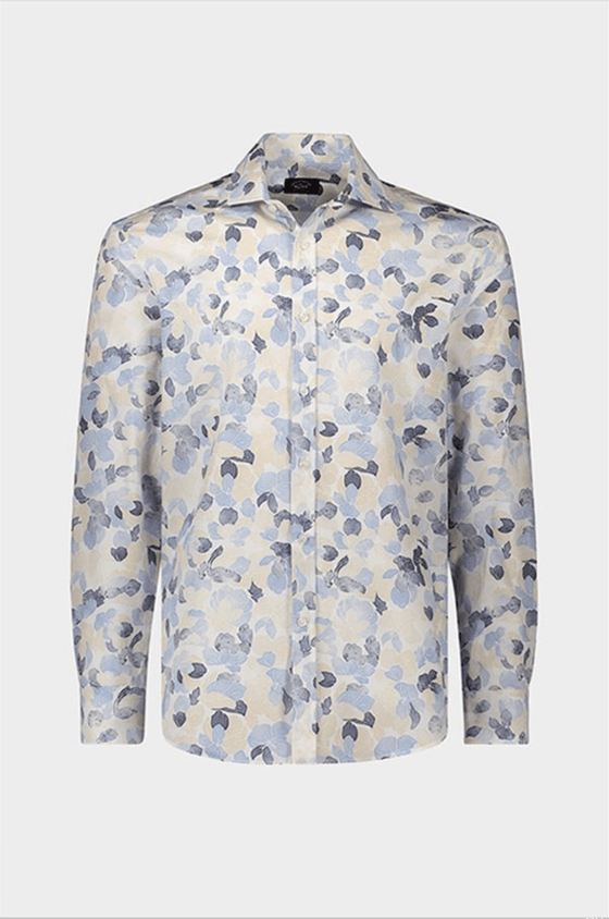 Paul & Shark - Chemise manches longues florale de coton poplin - J Fit - LE CAPITAINE D'A BORD