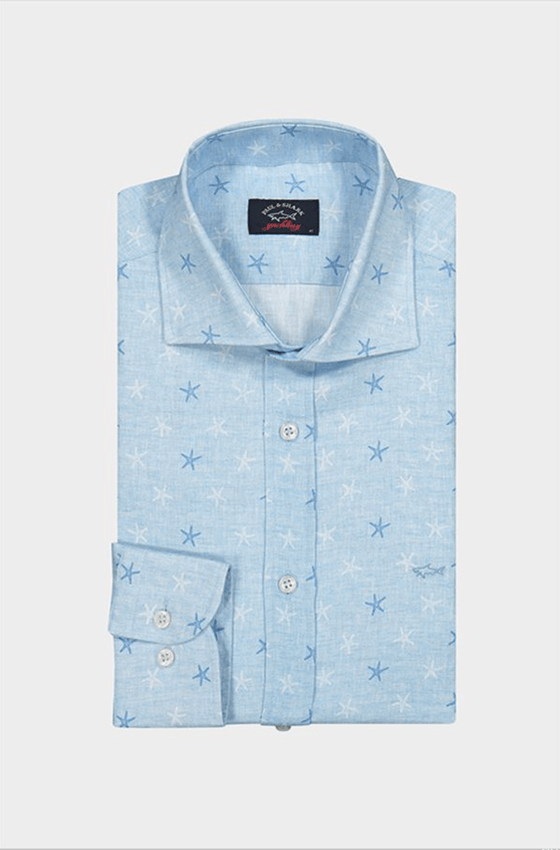 Paul & Shark - Chemise manches longues imprimé étoile de lin - J Fit - LE CAPITAINE D'A BORD