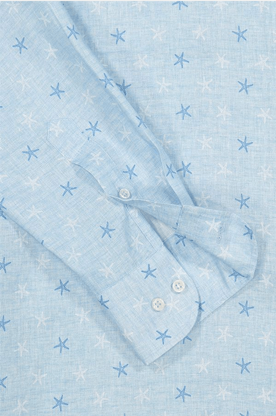 Paul & Shark - Chemise manches longues imprimé étoile de lin - J Fit - LE CAPITAINE D'A BORD