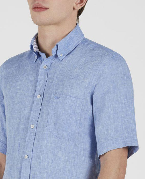 Paul & Shark - Chemise unie de lin manches courtes (plusieurs couleurs disponibles) - LE CAPITAINE D'A BORD