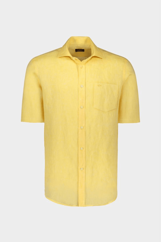 Paul & Shark - Chemise unie de lin manches courtes - LE CAPITAINE D'A BORD