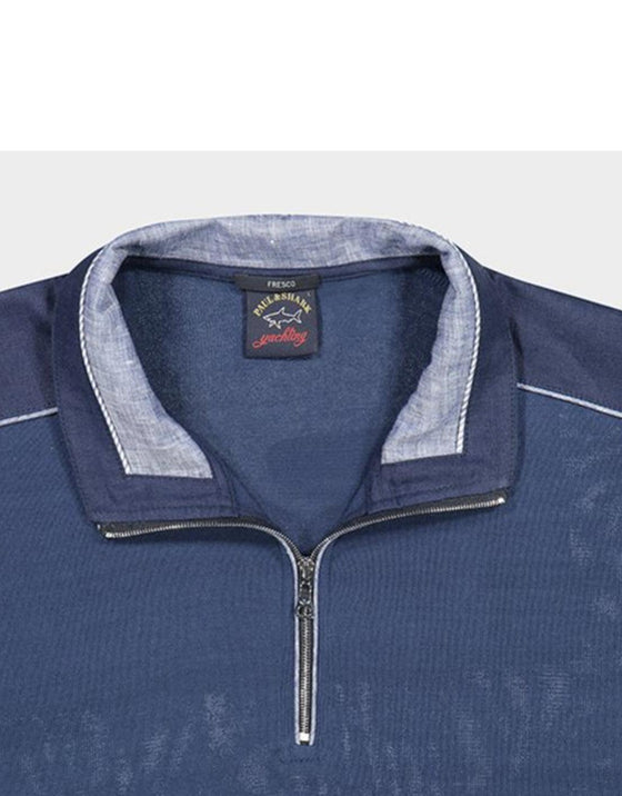 Paul & Shark - Col zip de coton Fresco avec appliqués de lin - LE CAPITAINE D'A BORD