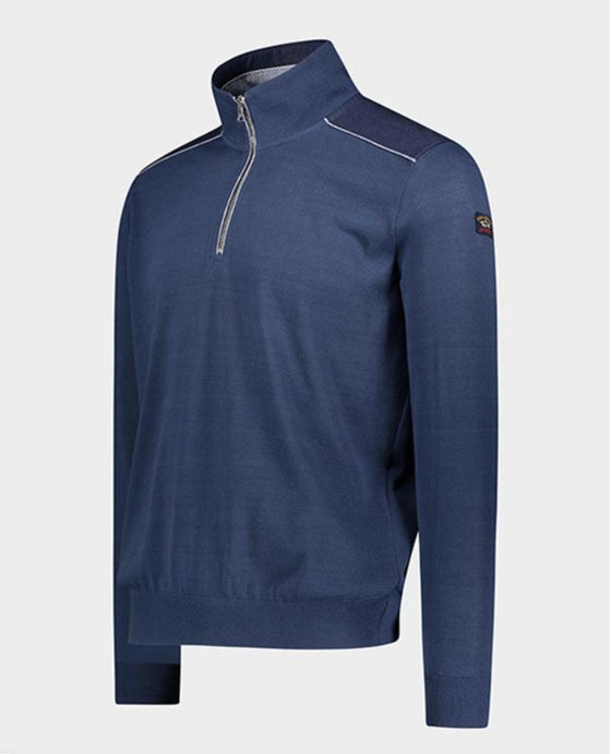 Paul & Shark - Col zip de coton Fresco avec appliqués de lin - LE CAPITAINE D'A BORD