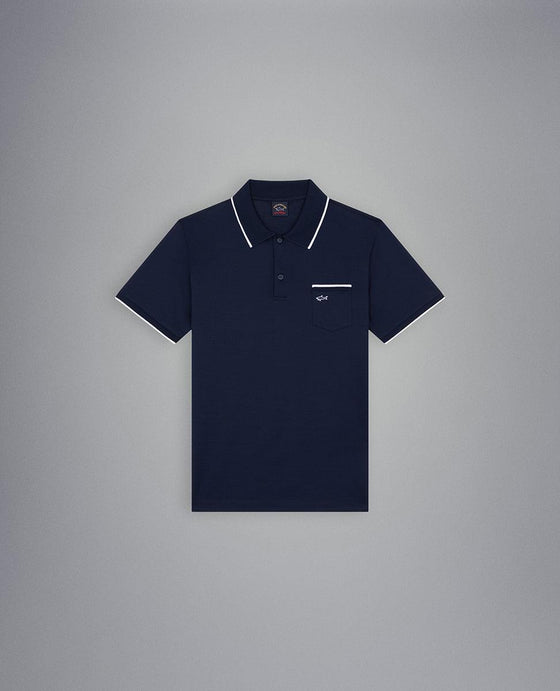 Paul & Shark - Polo uni manches courtes coton piqué avec bordures contrastées - LE CAPITAINE D'A BORD