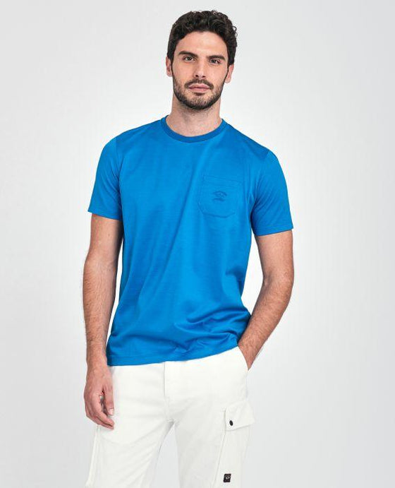 Paul & Shark - T-shirt uni coton mercerisé avec poche - LE CAPITAINE D'A BORD