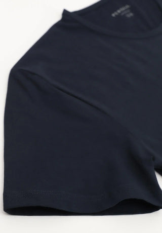 navy blue crew neck short sleeve t-shirt for men on white background